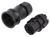 Conector circular soclu RST mamă 3 pini argintat 20A 250V