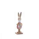 Cumpara ieftin Figurina Iepuras Paste din lemn natur si roz 9 cm x 6 cm x 30 h