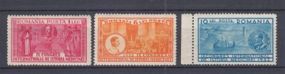 ROMANIA 1932 LP 99 AL IX lea CONGRES INTERNATIONAL ISTORIA MEDICINEI SERIE MNH foto