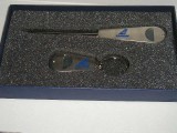 D8 102 - Breloc - set - tematica aviatie TAROM - si cutit scrisori - inox - lux