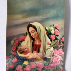 * Vedere veche cu icoana Sf Maria cu pruncul, imagine 3D, Made in Japan,