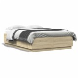 VidaXL Cadru de pat, stejar sonoma, 140x200 cm, lemn prelucrat