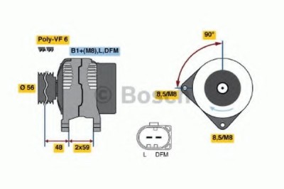 Generator / Alternator VW MULTIVAN V (7HM, 7HN, 7HF, 7EF, 7EM, 7EN) (2003 - 2015) BOSCH 0 986 048 530 foto