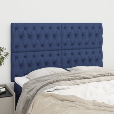 vidaXL Tăblii de pat, 4 buc, albastru, 72x7x78/88 cm, textil foto