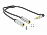 Adaptor jack stereo 3.5mm 4 pini la 2 x jack stereo 3.5 mm 3 pini casca + microfon (CTIA) T-M 25cm, Delock 66437