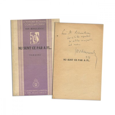 Ion Minulescu, Nu sunt ce par a fi&amp;hellip;, 1936, cu dedicație foto