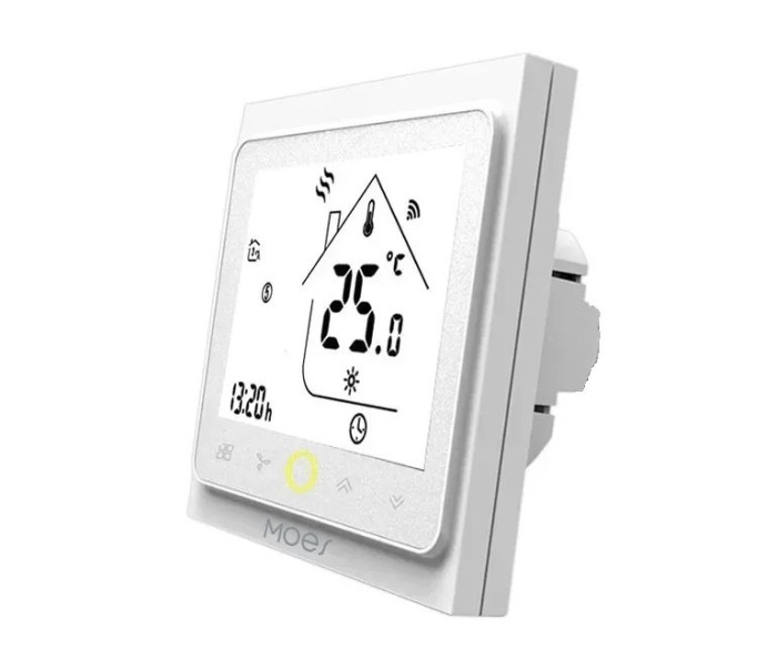 Termostat Wi-Fi pentru cazan centrala gaz, 6 programe zilnice, control prin aplicatie Smart Life, compatibil Alexa si Google Home, alb