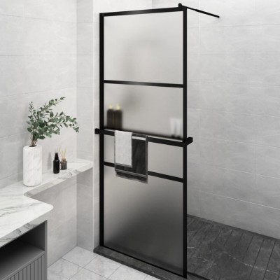 Paravan duș walk-in cu raft negru 80x195 cm sticlă ESG/aluminiu foto
