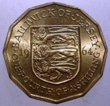 B.422 JERSEY ELIZABETH II 1/4 SHILLING 3 PENCE 1964 XF/AUNC