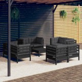 Gossi set mobilier de gradina cu perne, 9 piese, antracit, lemn pin