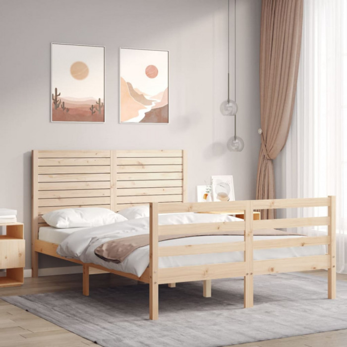 Cadru de pat cu tablie, 140x200 cm, lemn masiv GartenMobel Dekor