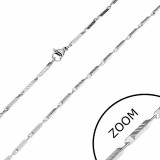 Lanț argintiu din oțel - zale &icirc;nguste dreptunghiulare cu crestături, 3 mm
