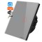 Intrerupator inteligent cu touch, rama sticla, Wifi, Tuya, Smart Life, 2 canale, 10A, Gri