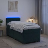 Cumpara ieftin Pat box spring cu saltea si LED Verde inchis 90 x 200 cm