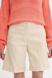 United Colors of Benetton pantaloni scurti femei, culoarea bej, uni, high waist, 4CDRD901W