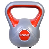 Halteră Kettlebell, Liveup, 6 kg, Culoare Gri/Roșu