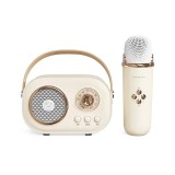 Jucarie karaoke copii, THD C20 Plus, cu difuzor separat, microfon wireless portabil, radio FM, microSD card slot, bluetooth, alb