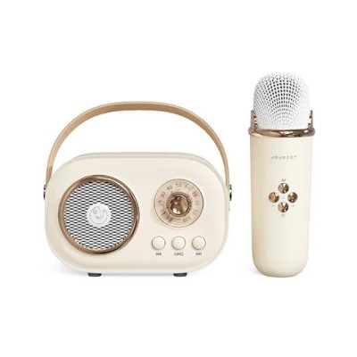 Jucarie karaoke copii, THD C20 Plus, cu difuzor separat, microfon wireless portabil, radio FM, microSD card slot, bluetooth, alb foto