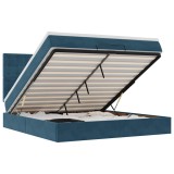 Cumpara ieftin Cadru pat otoman cu saltele Albastru inchis 160x200cm catifea