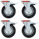 Gossi roti pivotante cu frane duble, 4 buc., 200 mm