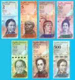 Venezuela SET FUERTE1 7x (p#88+89+90+91+92+93+94) 2+5+10+20+50+100+500 Bolivares Fuerte 2012+2017 UNC; (ROG CITITI DETALIILE!)