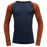 Bluza Corp Barbati Devold Duo Active Merino 205 Flame/Ink XL, Lana Merinos, Strat Baza, Termica