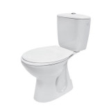 Set vas WC compact Cersanit, President, cu iesire orizontala, cu rezervor si capac, alb