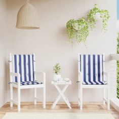 vidaXL Perne de scaun cu spătar mic 2 buc. albastru &amp; alb textil dungi