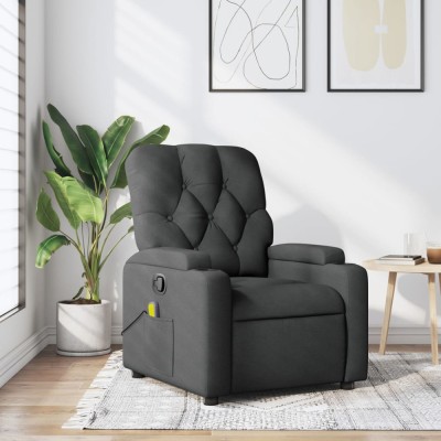 Gossi fotoliu de masaj rabatabil, gri inchis, material textil foto