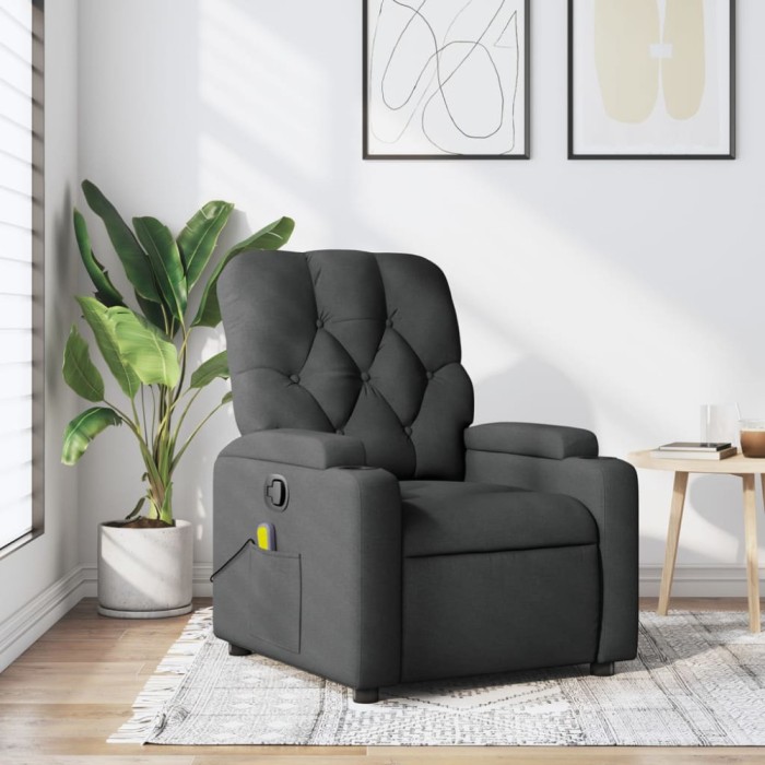 Gossi fotoliu de masaj rabatabil, gri inchis, material textil