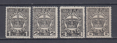 ROMANIA 1932/1938 TAXA DE PLATA COROANA (CU FILIGRAN) EMISIUNEA I-a SERIE MNH foto