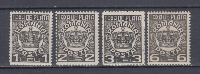 ROMANIA 1932/1938 TAXA DE PLATA COROANA (CU FILIGRAN) EMISIUNEA I-a SERIE MNH