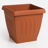 Ghiveci pătrat din plastic, Teracota, 21x21x20cm, 5.2L, CMCLASS
