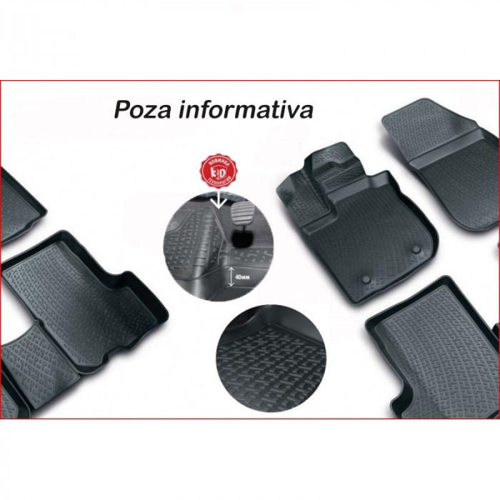 Covoare cauciuc stil tavita Smart Fortwo (C451) 2007-2015 ( 3D 3591, A20 ) Mall