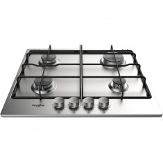 Plita incorporabila Whirlpool TKRL650IX, Gaz, 4 zone gatit, Aprindere electrica, 60 cm, Inox