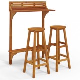 Set mobilier de bar de balcon, 3 piese, lemn masiv de acacia