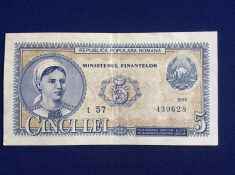 Bancnote Romania - 5 lei 1952 - seria t 57 439628 (starea care se vede) foto