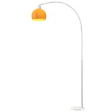 HOMCOM Lampă de Podea cu Arc cu &Icirc;ntrerupător cu Pedală Alb și Portocaliu | Aosom Romania