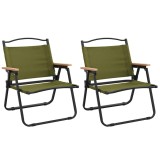 Cumpara ieftin Scaune de camping, 2 buc., verde, 54x43x59 cm, tesatura Oxford