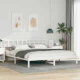 VidaXL Cadru de pat cu headboard Alb 200 x 200 cm Lemn de brad solid