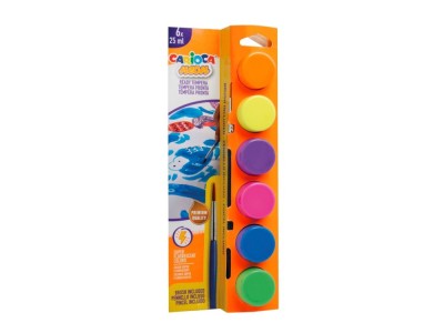 Acuarele tempera Carioca Neon 6 culori x 25 ml + pensula pe blister foto
