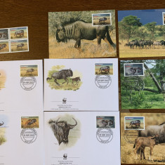 mozambic - serie 4 timbre MNH, 4 FDC, 4 maxime, fauna wwf