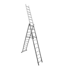 Scara aluminiu, 3 tronsoane, 11 trepte, max 150 kg, 6.14 m, Drabest foto
