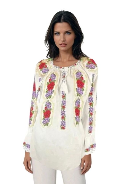 Bluza tip ie dama R25 alb/mov , marimea 3XL