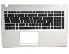 Tastatura Laptop Asus X551M Neagra Layout UK-US Cu Palmrest Alb Fara Iluminare foto