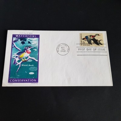 Conservarea Rațelor Sălbatice, Wood Duck, Prima Zi Emisiune .Plicuri Filatelic SUA 1968 foto