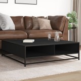 VidaXL Măsuță de cafea, negru, 100x100x30 cm, lemn prelucrat și metal