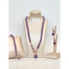 Set Bijuterii Ametist Energy, Argint 925 placat aur roz, Colier, Bratara, Cercei, Zirconiu Cubic, Ajustabil, Made in Italy