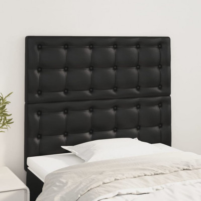vidaXL Tăblii de pat, 2 buc, negru, 90x5x78/88 cm, piele ecologică foto