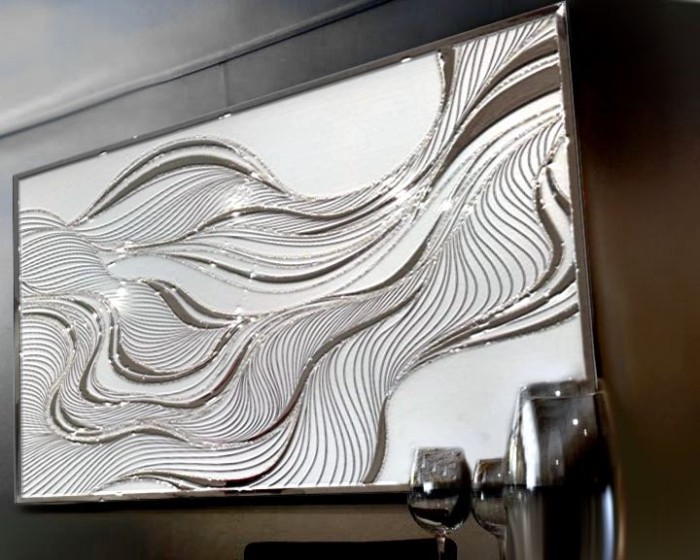 Galerie arta Bucuresti Tablou pictat manual filigram argintiu 100x80cm